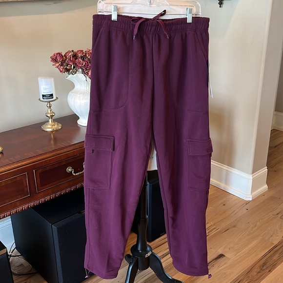 Sweatpants Climate Concepts Maroon Cargo Maroon Fleece Lined Mens Medium - Picture 16 of 16